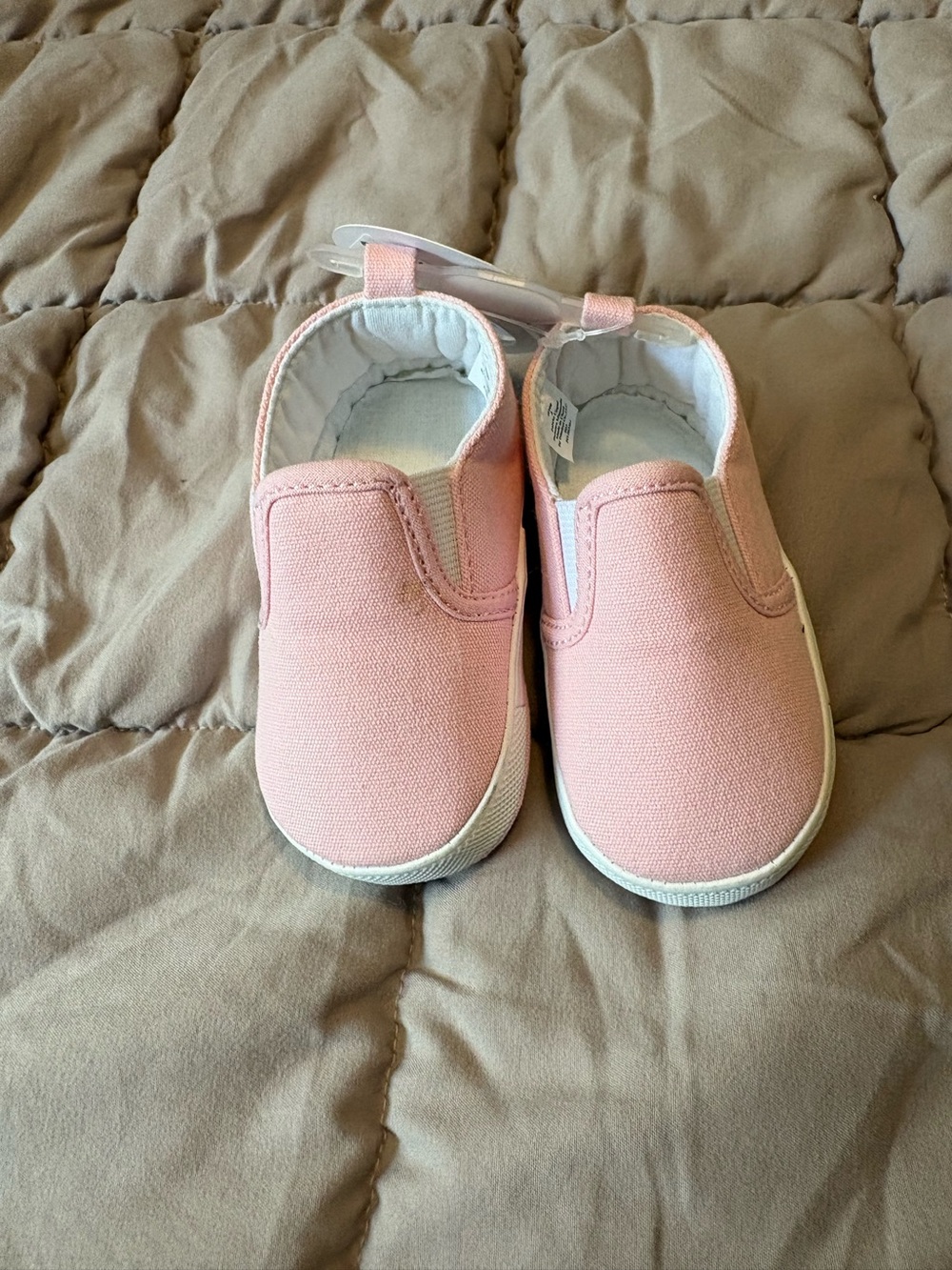 First Impressions Pink Canvas Slip-On Baby Shoes 3-6 months